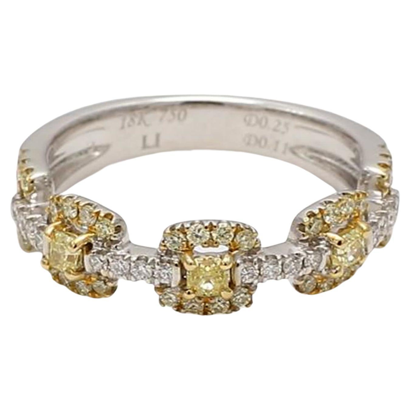 Natural Yellow Radiant and White Diamond .55 Carat TW Gold Wedding Band