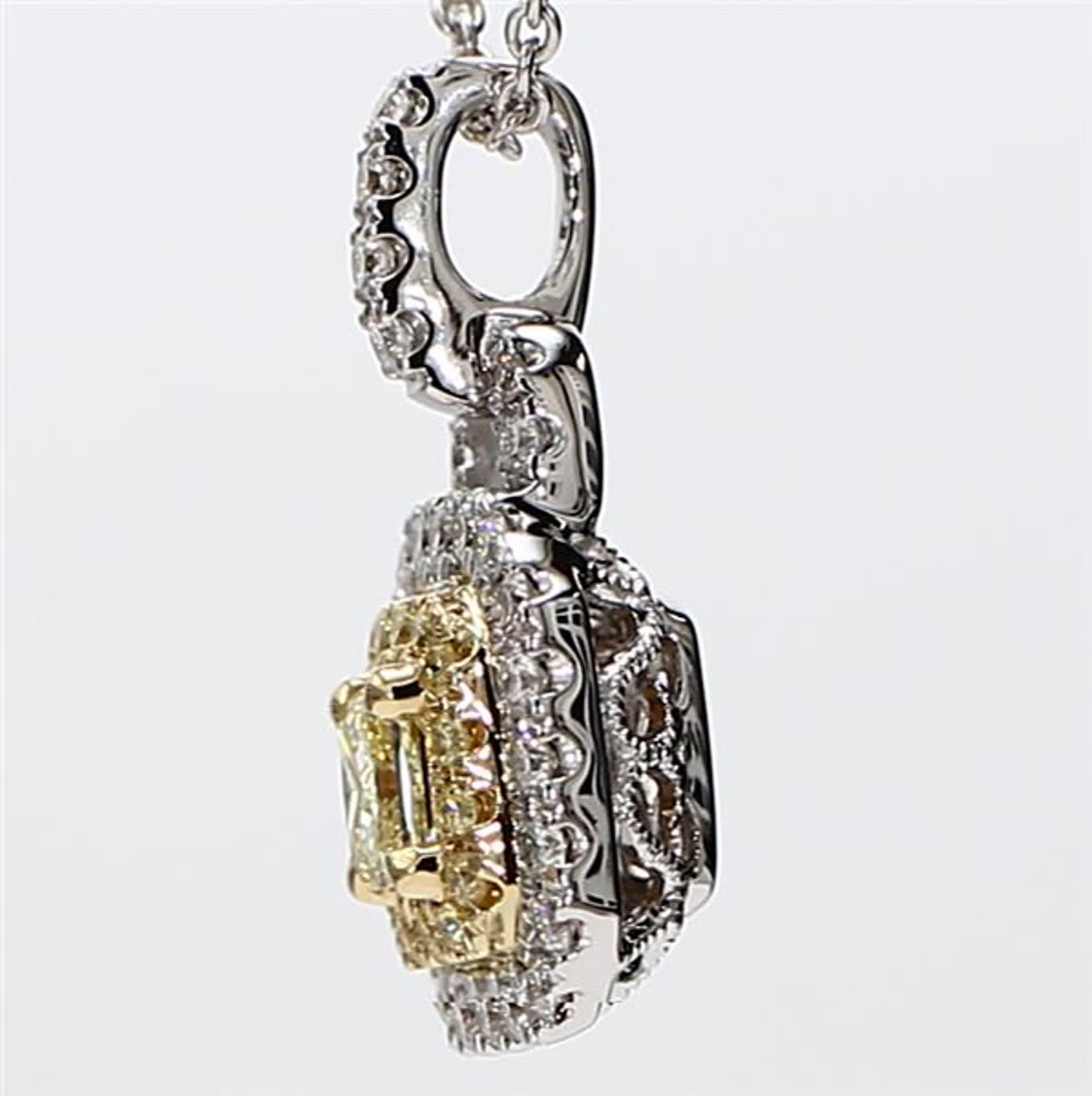 Contemporary Natural Yellow Radiant and White Diamond .59 Carat TW Gold Drop Pendant For Sale