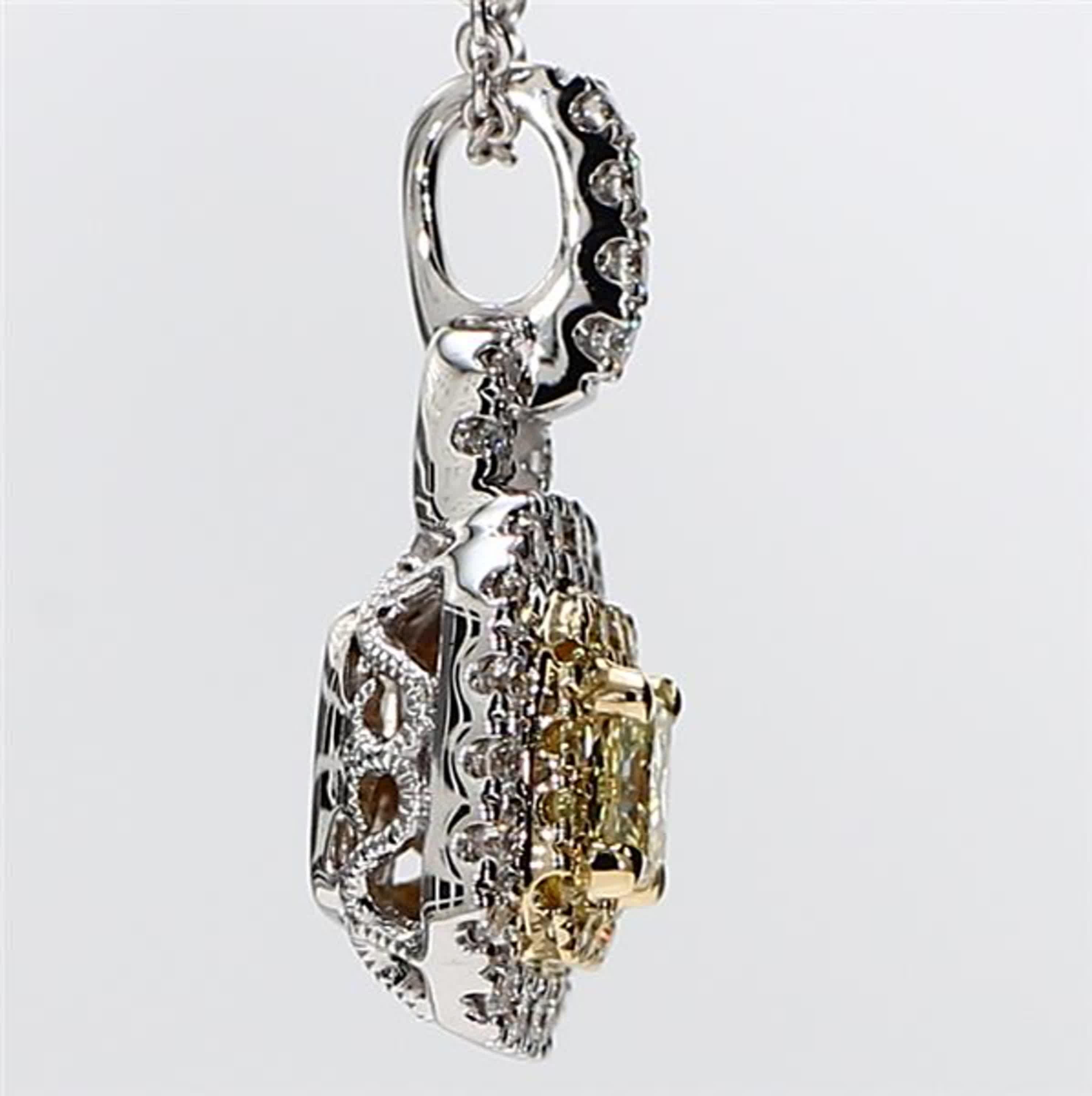 Women's Natural Yellow Radiant and White Diamond .59 Carat TW Gold Drop Pendant For Sale