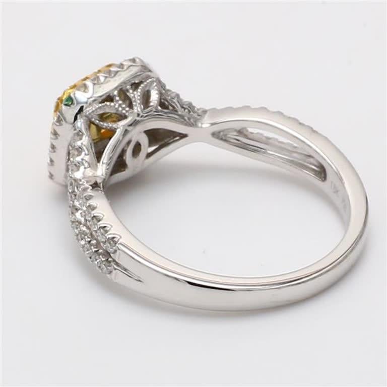 Contemporary Natural Yellow Radiant and White Diamond .63 Carat TW Gold Cocktail Ring