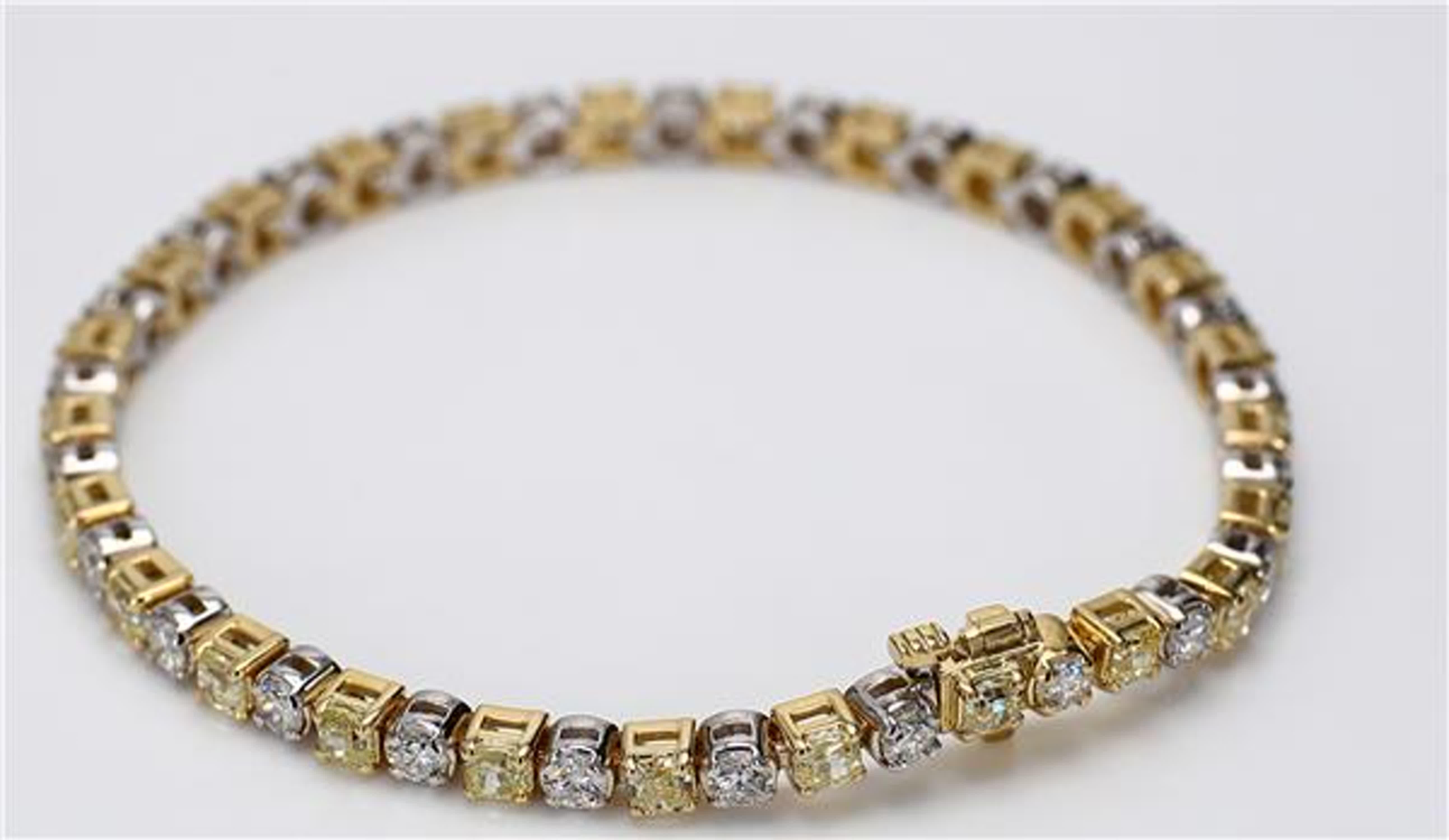 Radiant Cut Natural Yellow Radiant and White Diamond 6.92 Carat TW Gold Bracelet