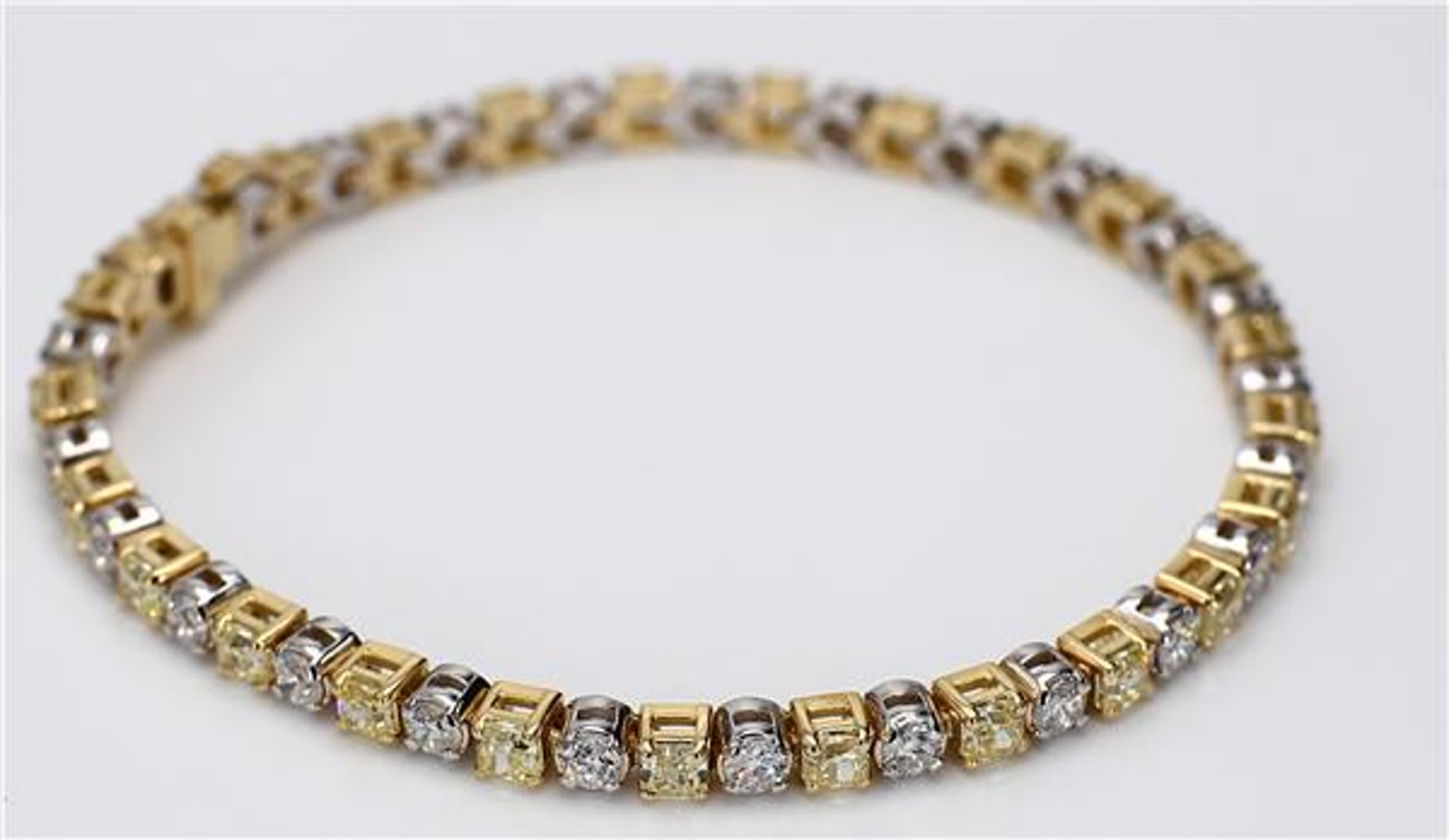 Women's Natural Yellow Radiant and White Diamond 6.92 Carat TW Gold Bracelet
