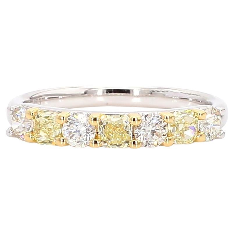 Alianza de boda de oro amarillo radiante natural y diamante blanco de 93 quilates TW