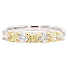Alianza de boda de oro amarillo radiante natural y diamante blanco de 93 quilates TW