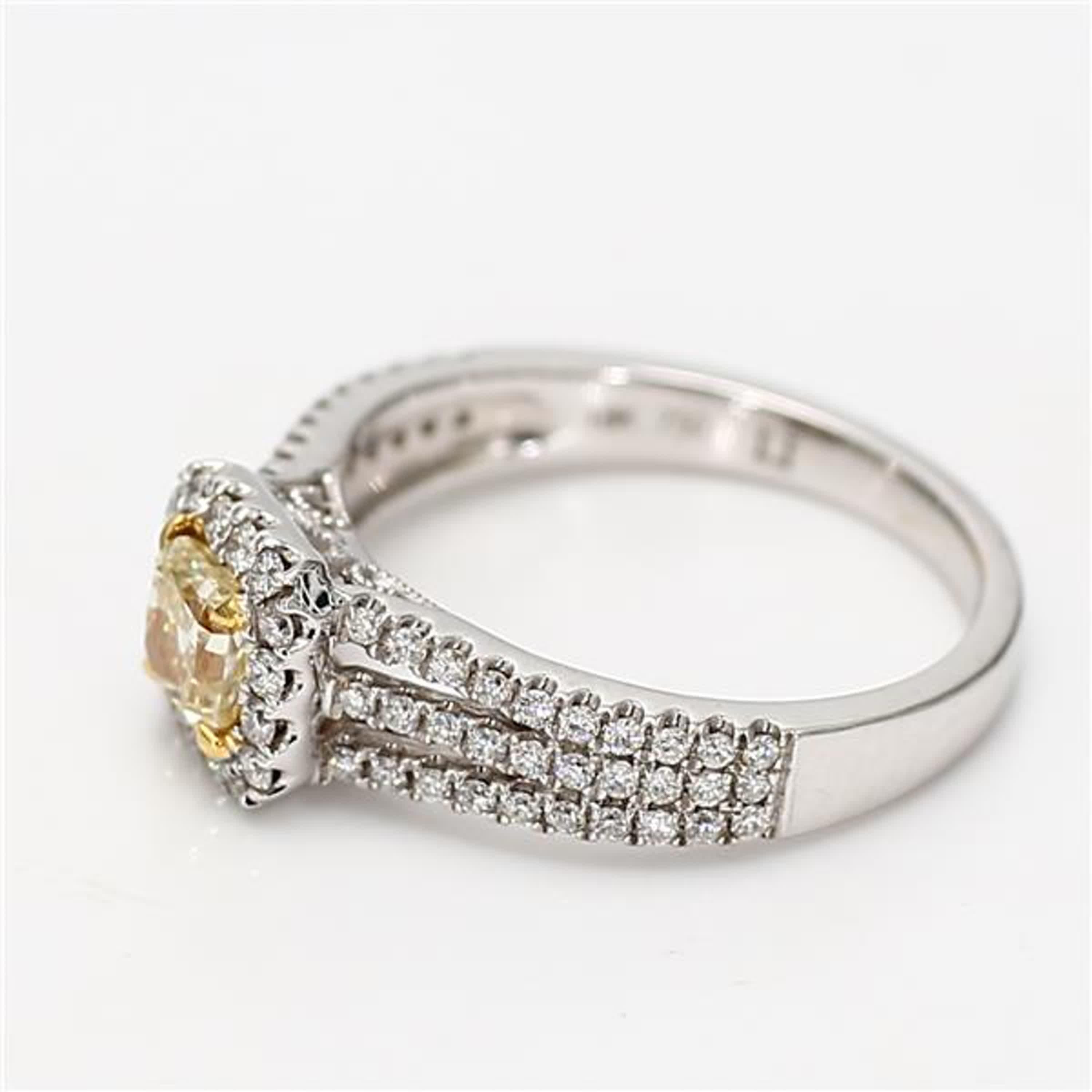 Contemporary Natural Yellow Radiant and White Diamond .94 Carat TW Gold Cocktail Ring For Sale