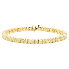 Natural Yellow Radiant Cut Diamond 8.15 Carat TW Gold Tennis Bracelet