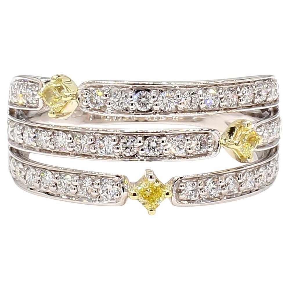 Natural Yellow Radiant Diamond 0.66 Carat TW Gold Cocktail Ring