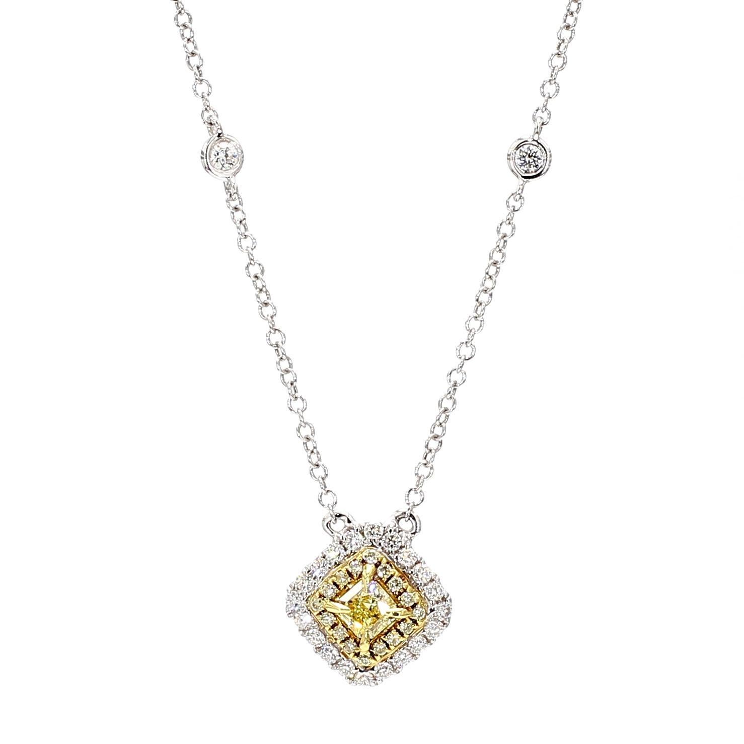 Contemporain Collier goutte en or jaune radiant naturel de 0,71 carat poids total en vente
