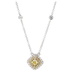 Natürlicher gelber strahlender Diamant 0,71 Karat TW Gold-Tropfen-Halskette