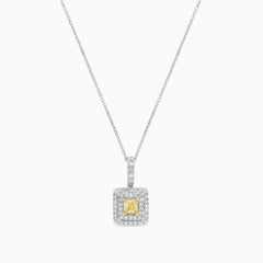 Natural Yellow Radiant Diamond 0.97 Carat TW Gold Pendant