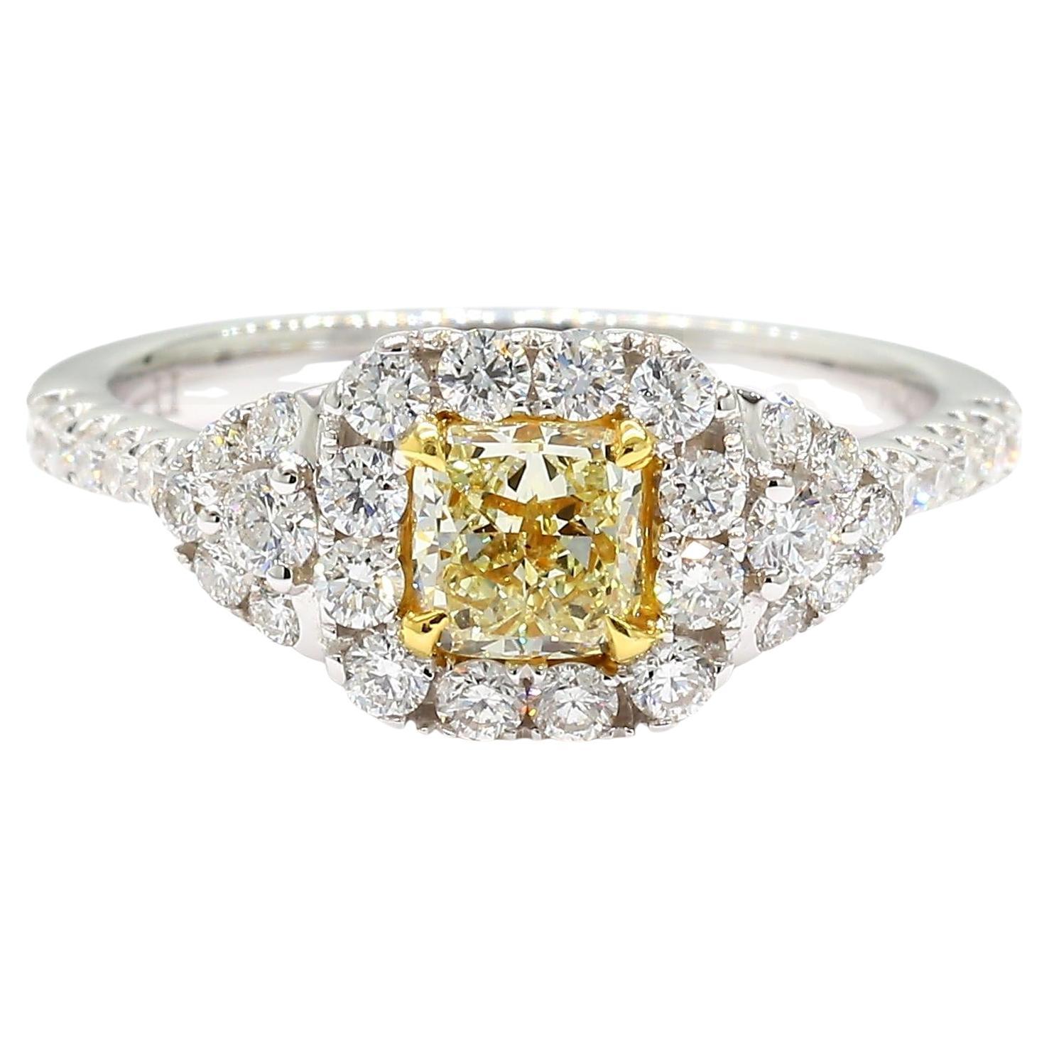 Natural Yellow Radiant Diamond 0.98 Carat TW Gold Cocktail Ring