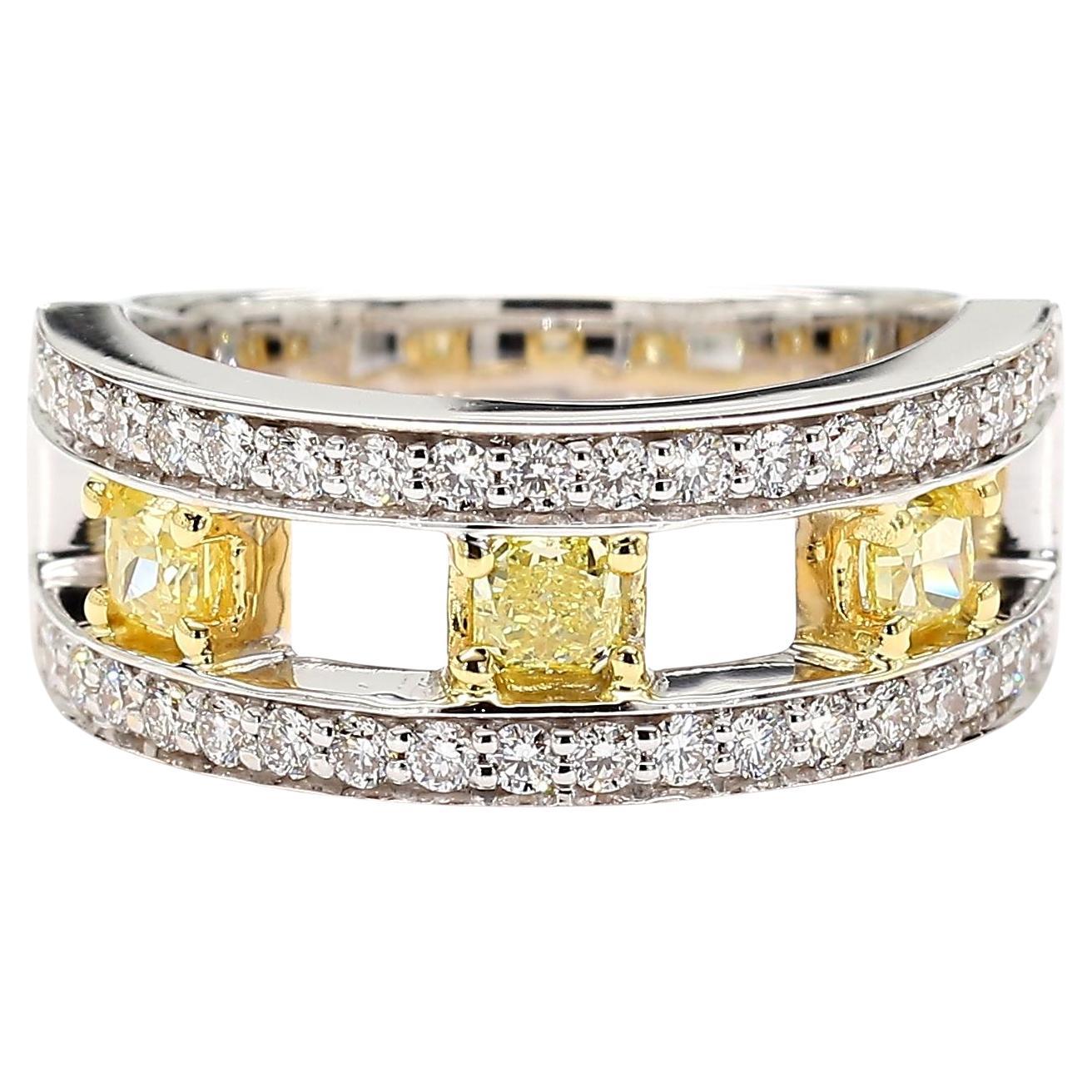 Bague cocktail en or jaune radiant naturel de 1.01 carat poids total
