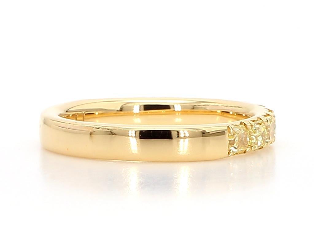 Natural Yellow Radiant Diamond 1.01 Carat TW Yellow Gold Wedding Band 1