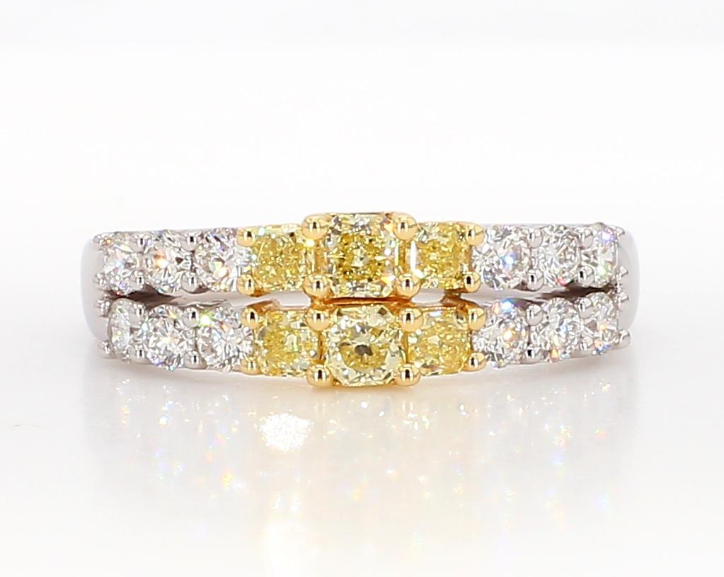 Contemporary Natural Yellow Radiant Diamond 1.06 Carat TW Gold Wedding Band For Sale