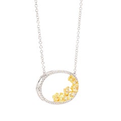 Natural Yellow Radiant Diamond 1.09 Carat TW Gold Necklace
