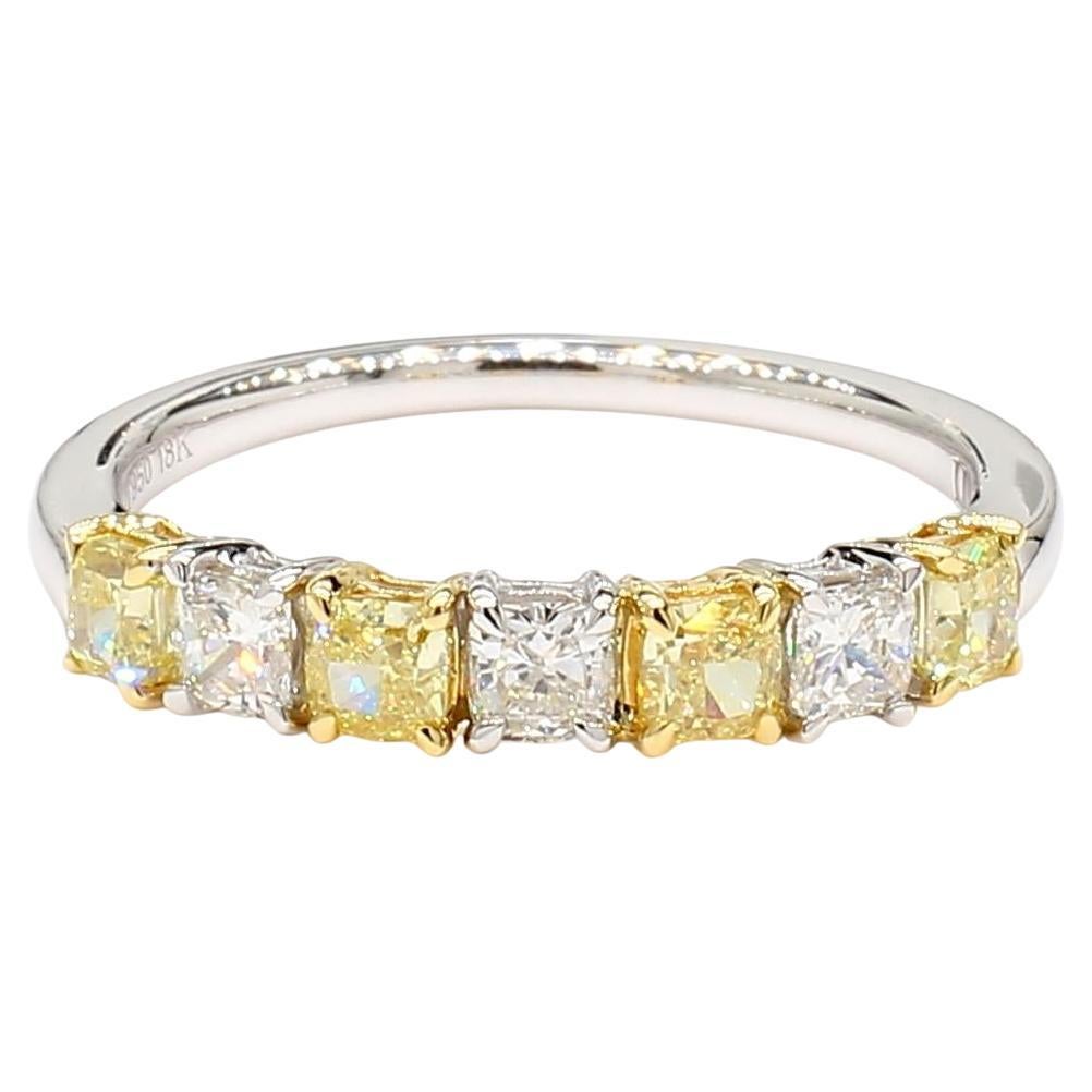 Natural Yellow Radiant Diamond 1.12 Carat TW Platinum Wedding Band