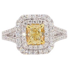 Natural Yellow Radiant Diamond 1.50 Carat TW Gold Cocktail Ring