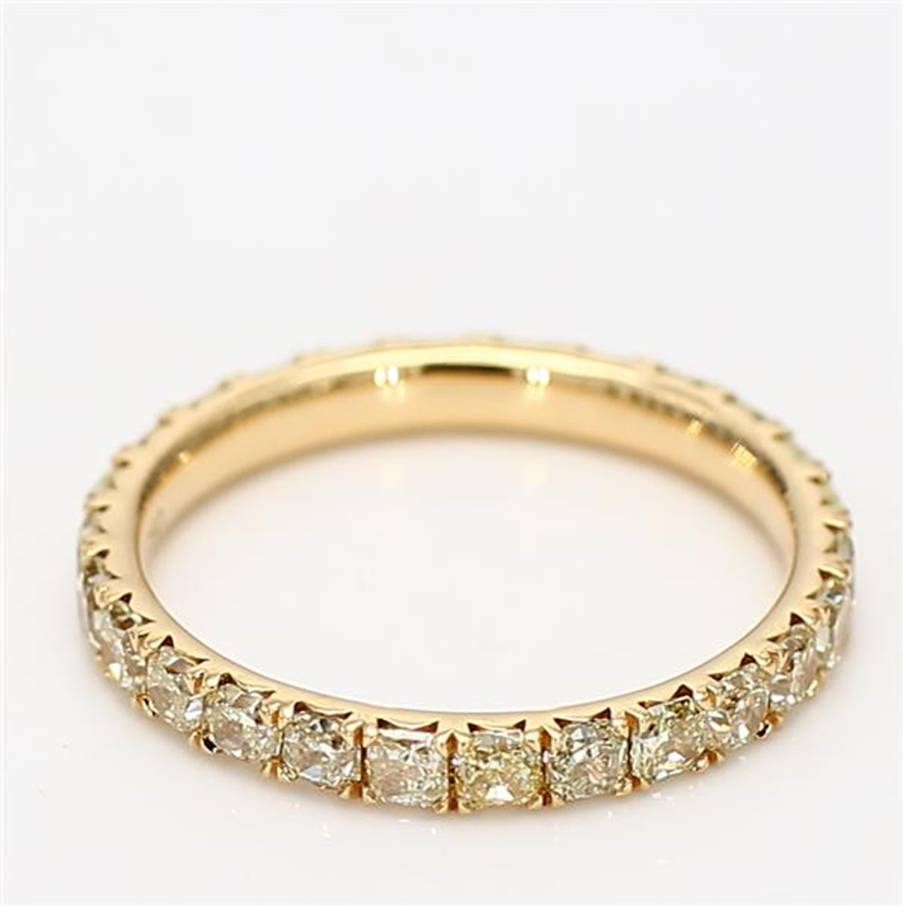 Radiant Cut Natural Yellow Radiant Diamond 1.66 Carat TW Yellow Gold Eternity Band For Sale