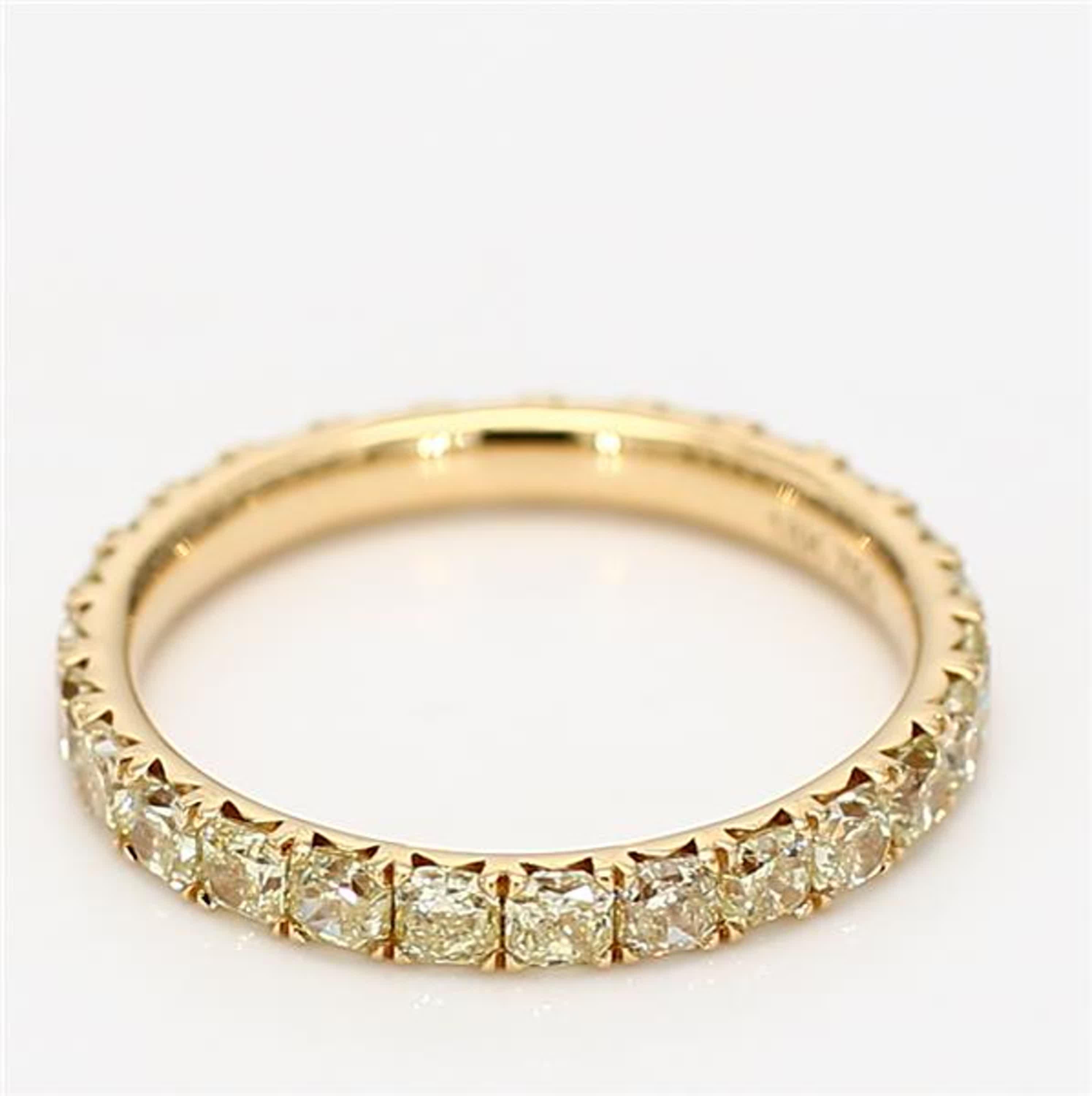 Women's Natural Yellow Radiant Diamond 1.66 Carat TW Yellow Gold Eternity Band For Sale