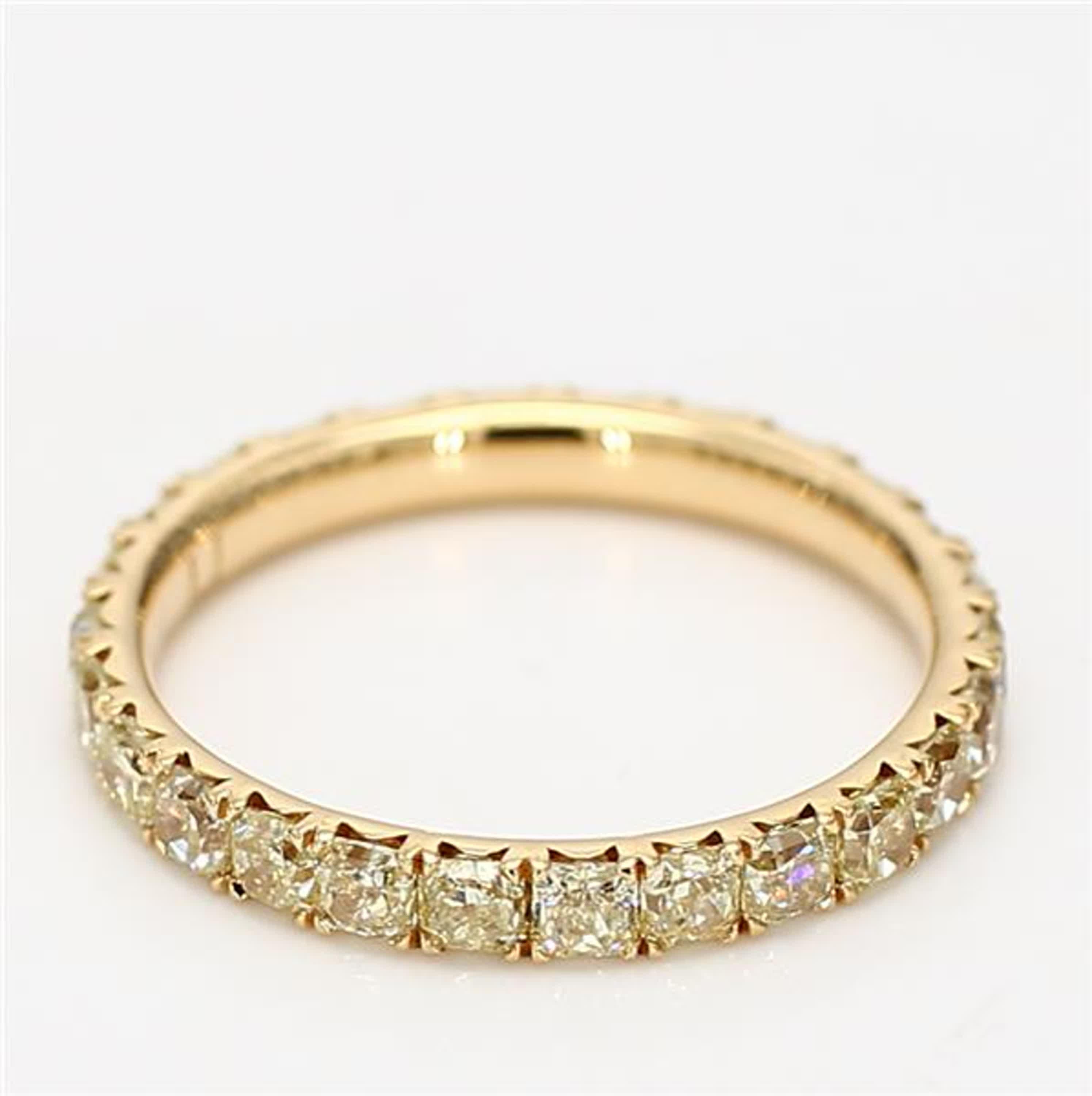 Natural Yellow Radiant Diamond 1.66 Carat TW Yellow Gold Eternity Band For Sale 1