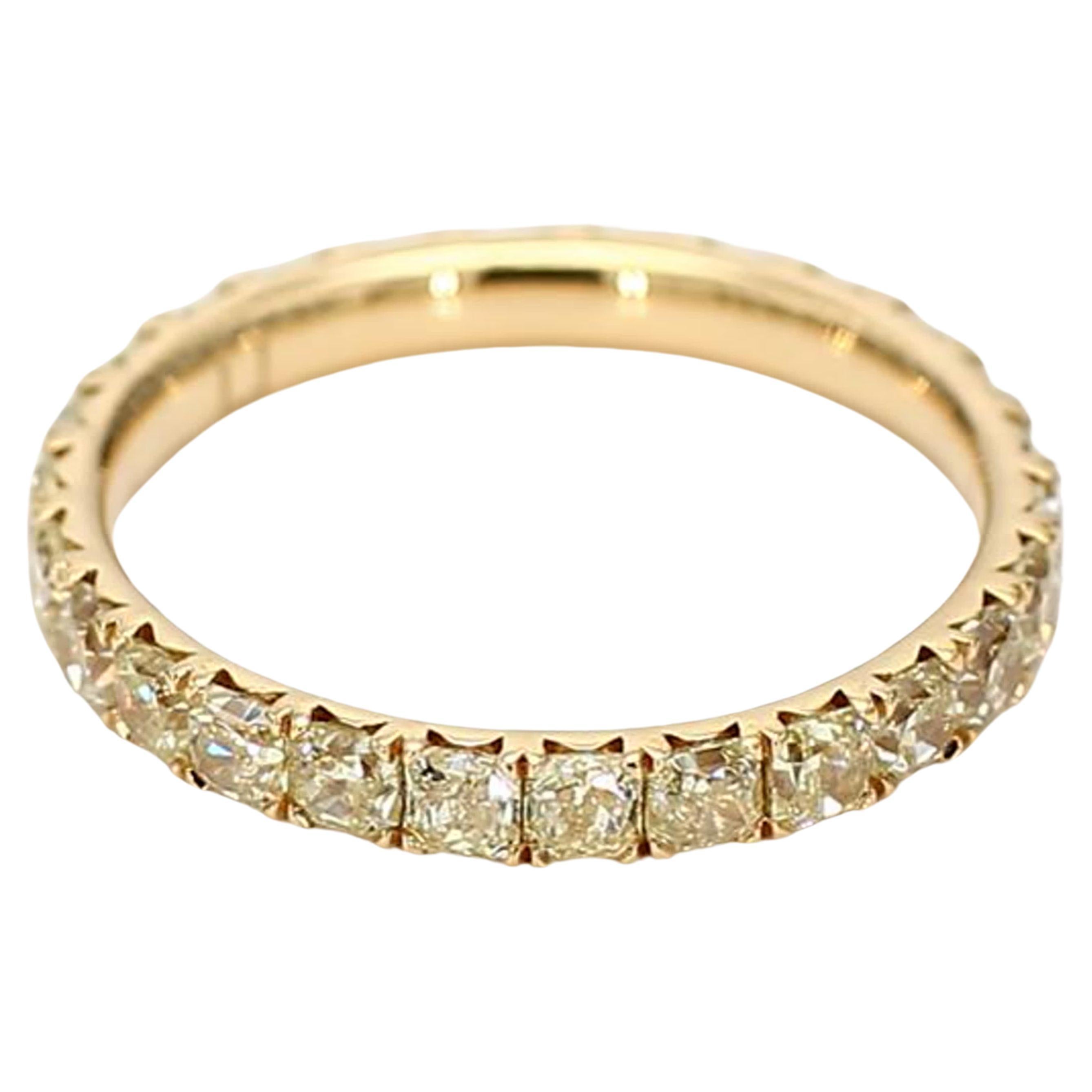 Natural Yellow Radiant Diamond 1.66 Carat TW Yellow Gold Eternity Band For Sale