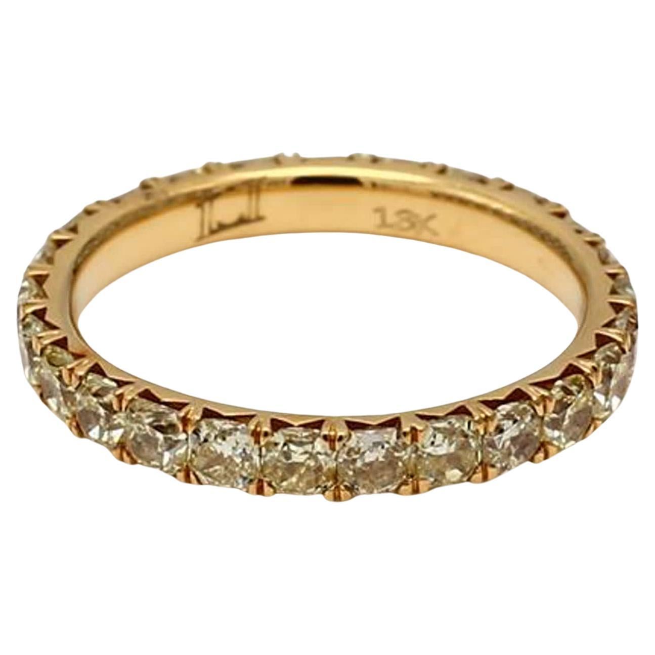 Natural Yellow Radiant Diamond 1.91 Carat TW Yellow Gold Eternity Band