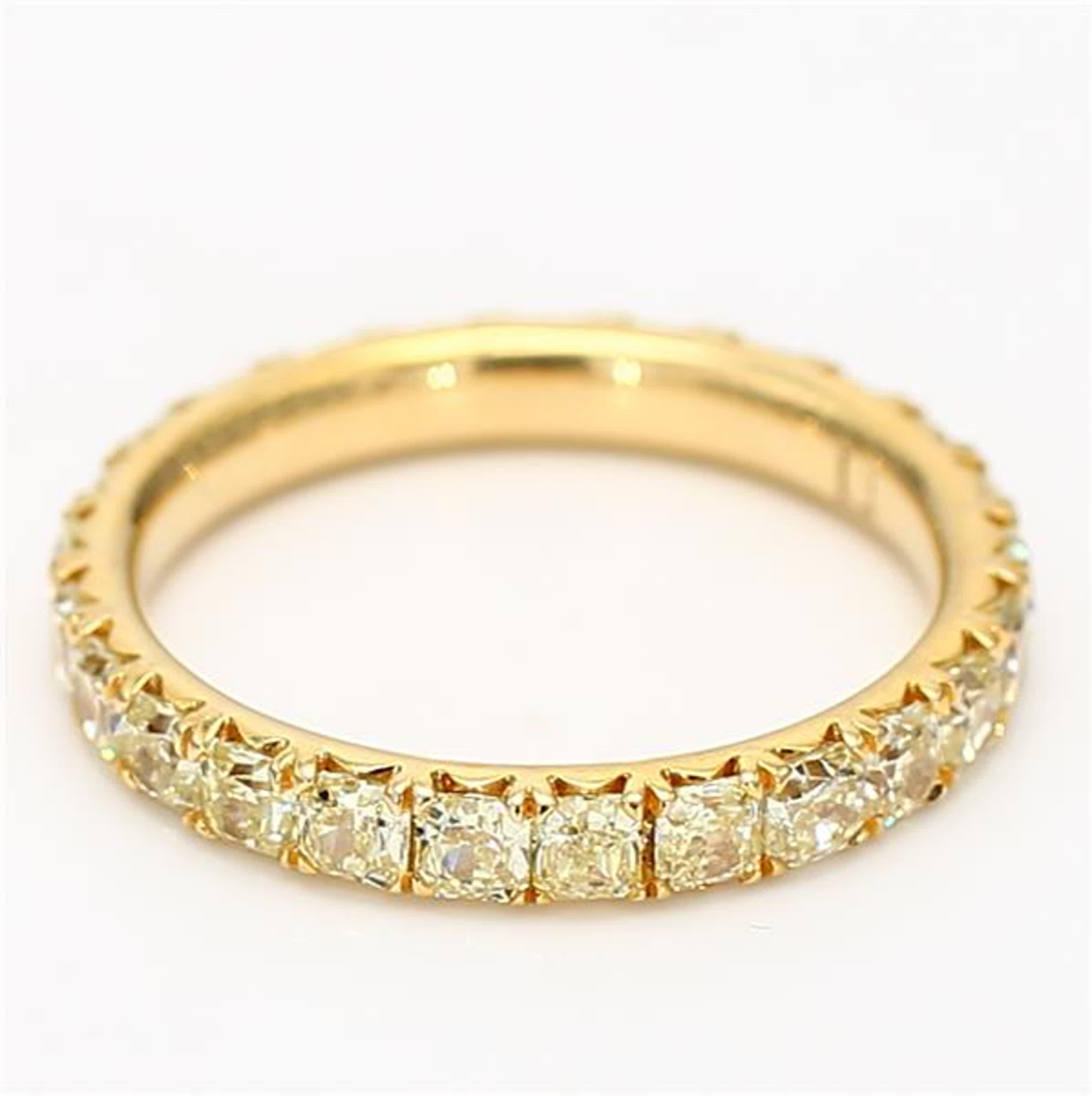 Contemporary Natural Yellow Radiant Diamond 1.99 Carat TW Yellow Gold Eternity Band For Sale