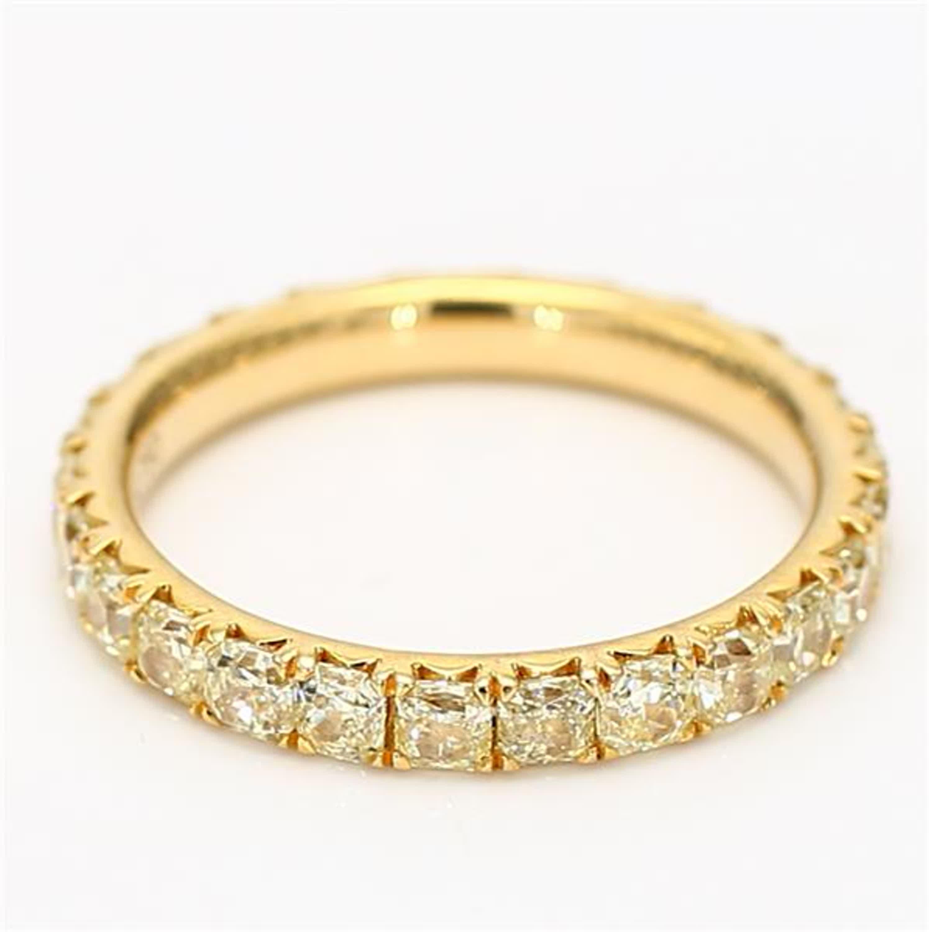 Radiant Cut Natural Yellow Radiant Diamond 1.99 Carat TW Yellow Gold Eternity Band For Sale