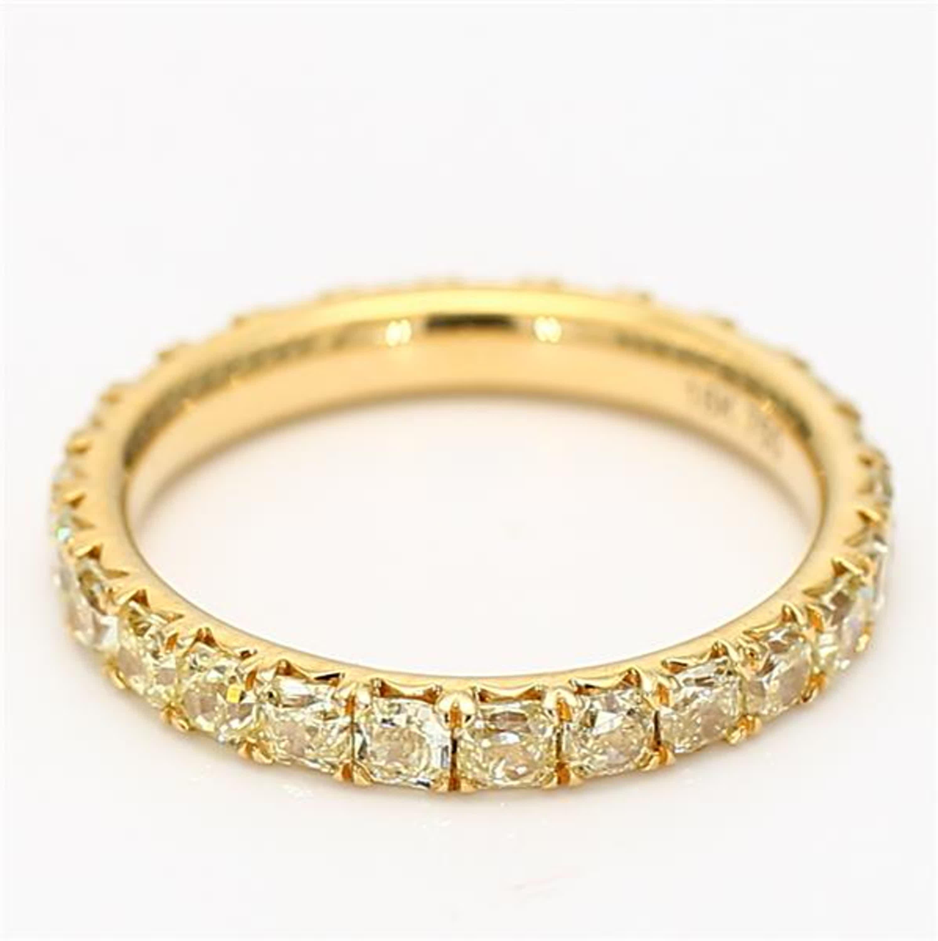 Women's Natural Yellow Radiant Diamond 1.99 Carat TW Yellow Gold Eternity Band For Sale