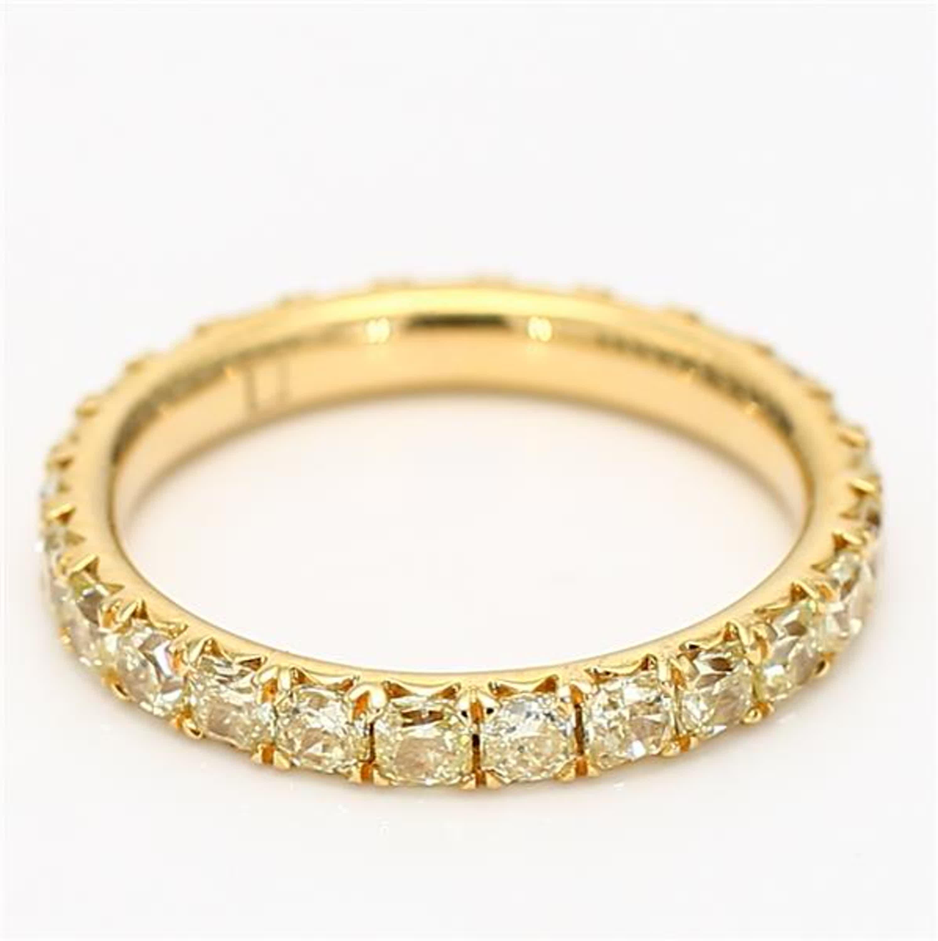 Natural Yellow Radiant Diamond 1.99 Carat TW Yellow Gold Eternity Band For Sale 1
