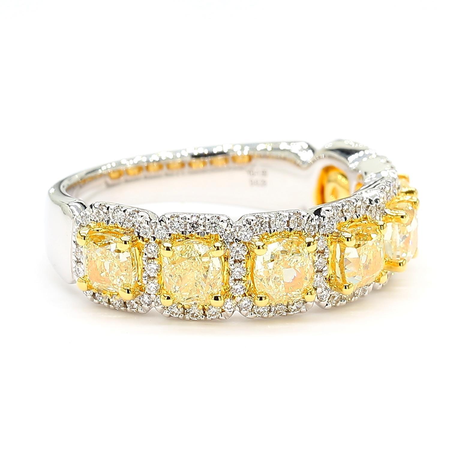 Radiant Cut Natural Yellow Radiant Diamond 2.06 Carat TW Gold Cocktail Band For Sale