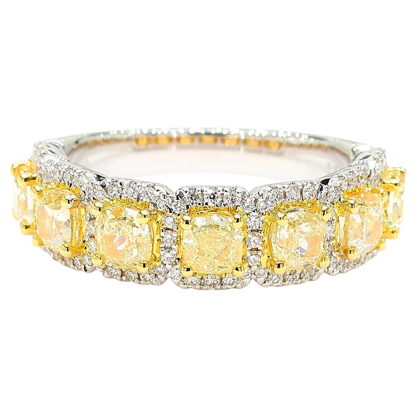 Natural Yellow Radiant Diamond 2.06 Carat TW Gold Cocktail Band