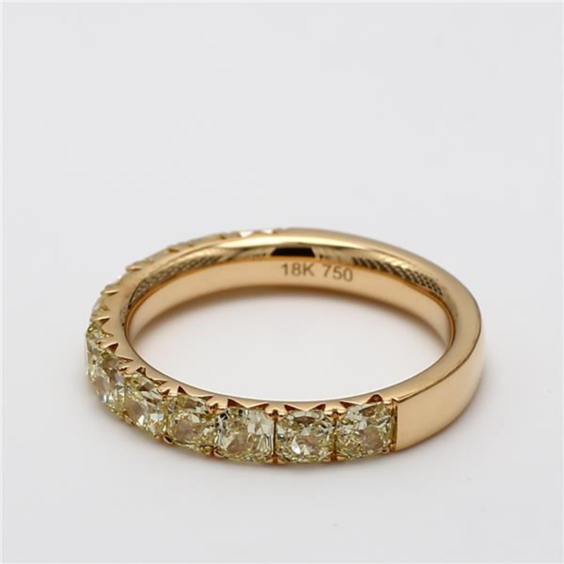 Contemporary Natural Yellow Radiant Diamond 2.06 Carat TW Yellow Gold Wedding Band For Sale