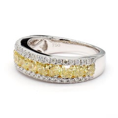 Natural Yellow Radiant Diamond 2.15 Carat TW Gold Wedding Band