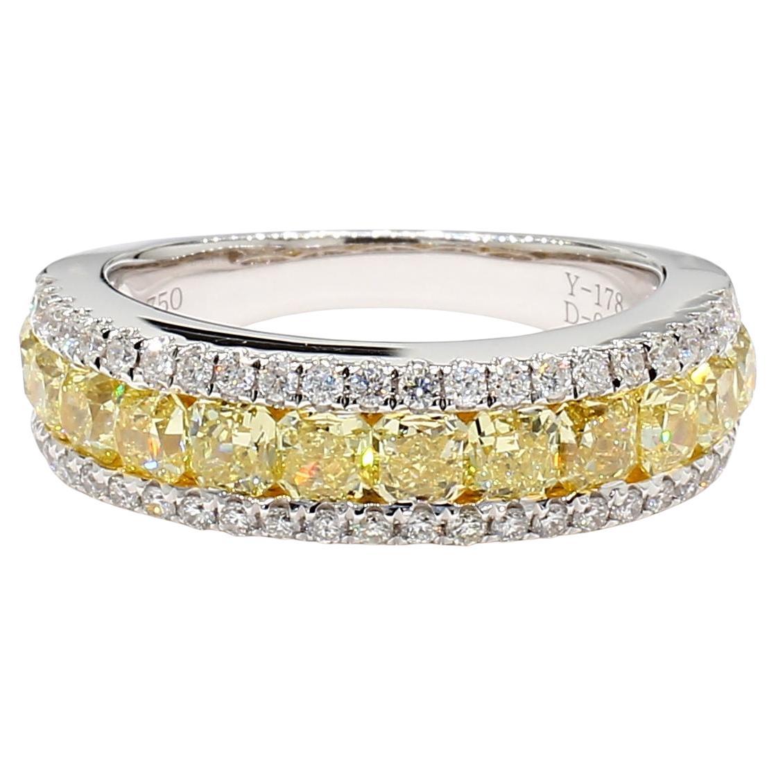Natural Yellow Radiant Diamond 2.15 Carat TW Gold Wedding Band