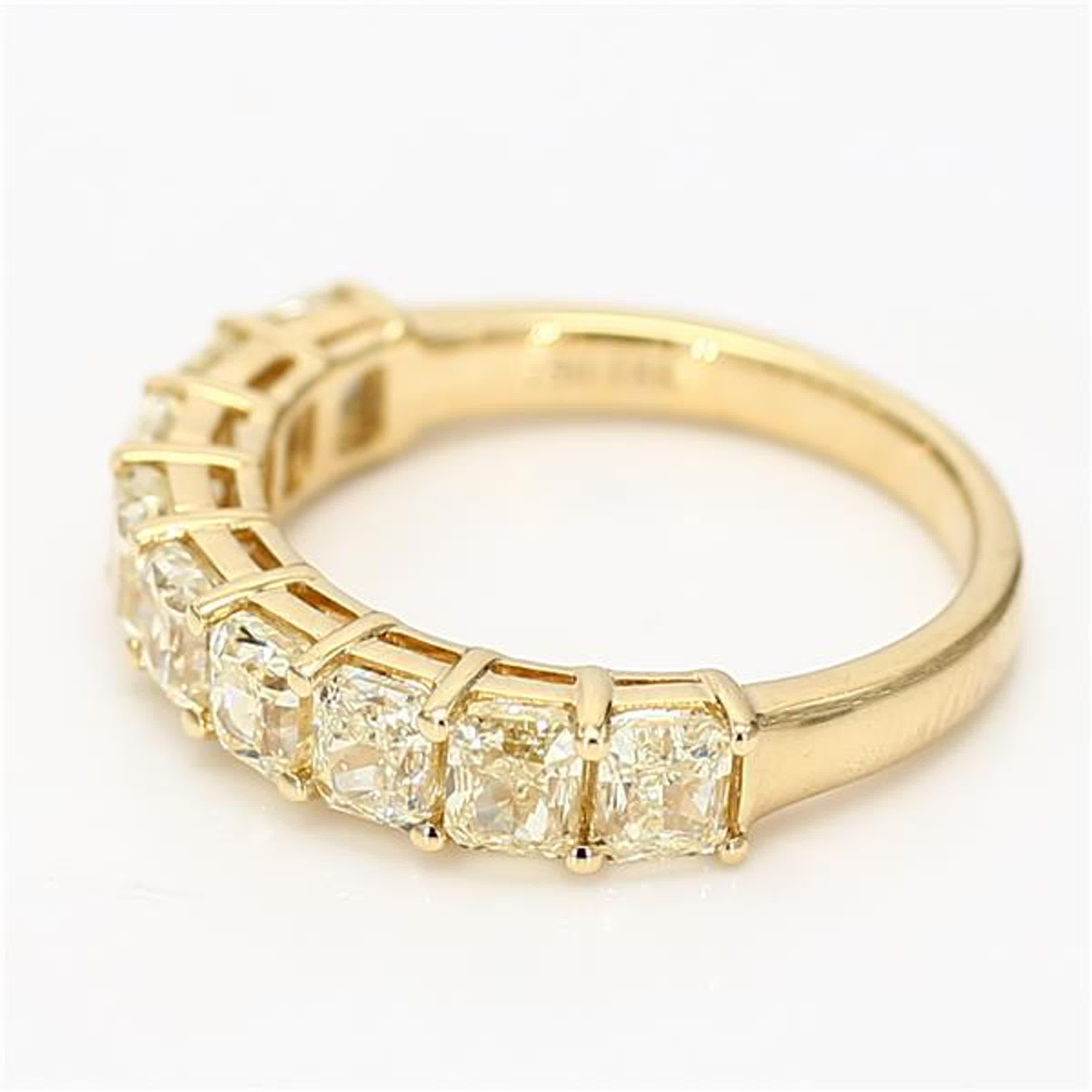 Contemporary Natural Yellow Radiant Diamond 2.90 Carat TW Yellow Gold Wedding Band For Sale