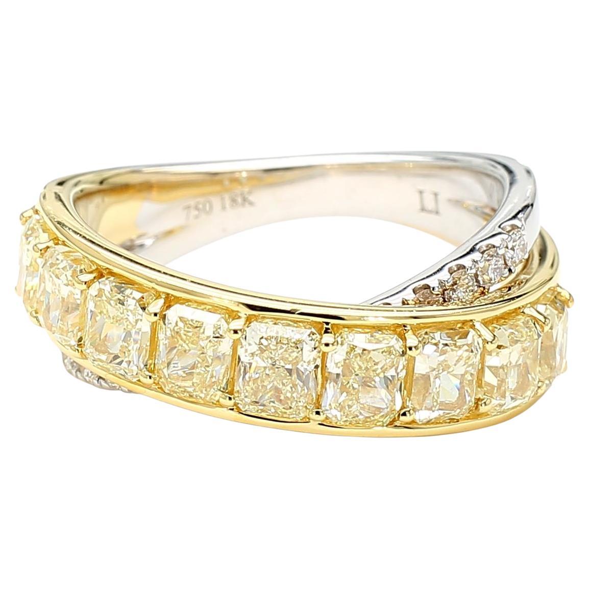 Fascia da cocktail in oro giallo naturale con diamante radiante da 2.96 carati TW