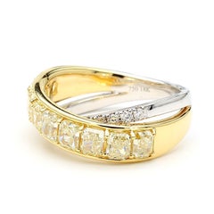 Natural Yellow Radiant Diamond 2.98 Carat TW Gold Cocktail Band
