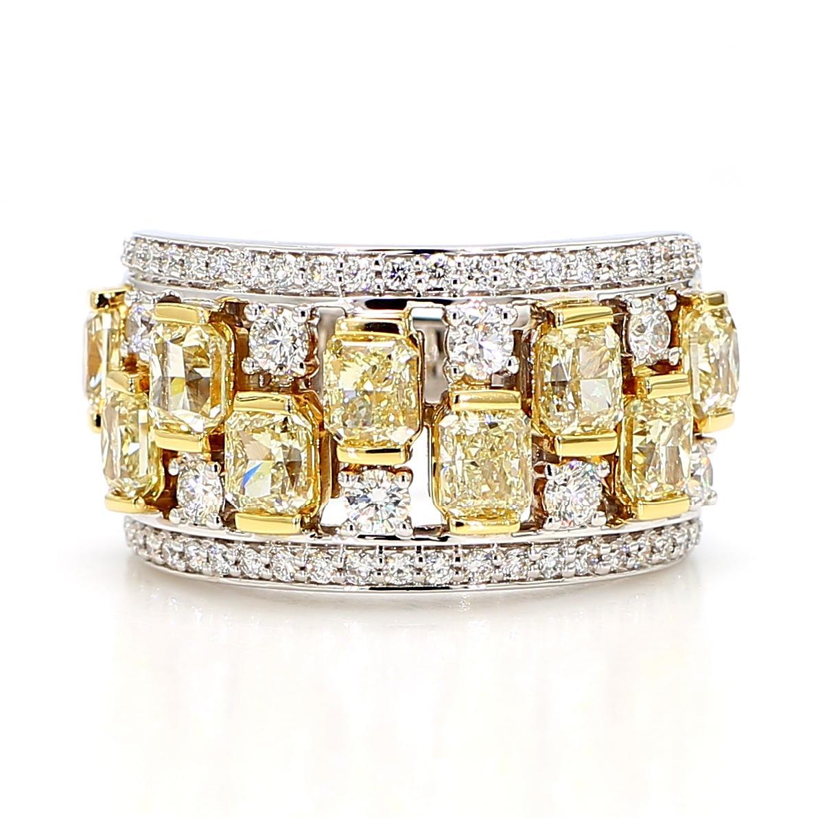 Natürlicher gelber strahlender Diamant 3.63 Karat TW Gold Cocktail-Ring (Zeitgenössisch) im Angebot