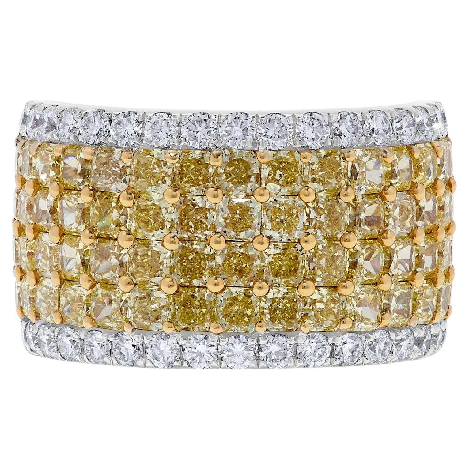 Natural Yellow Radiant Diamond 4.66 Carat TW Gold Wedding Band