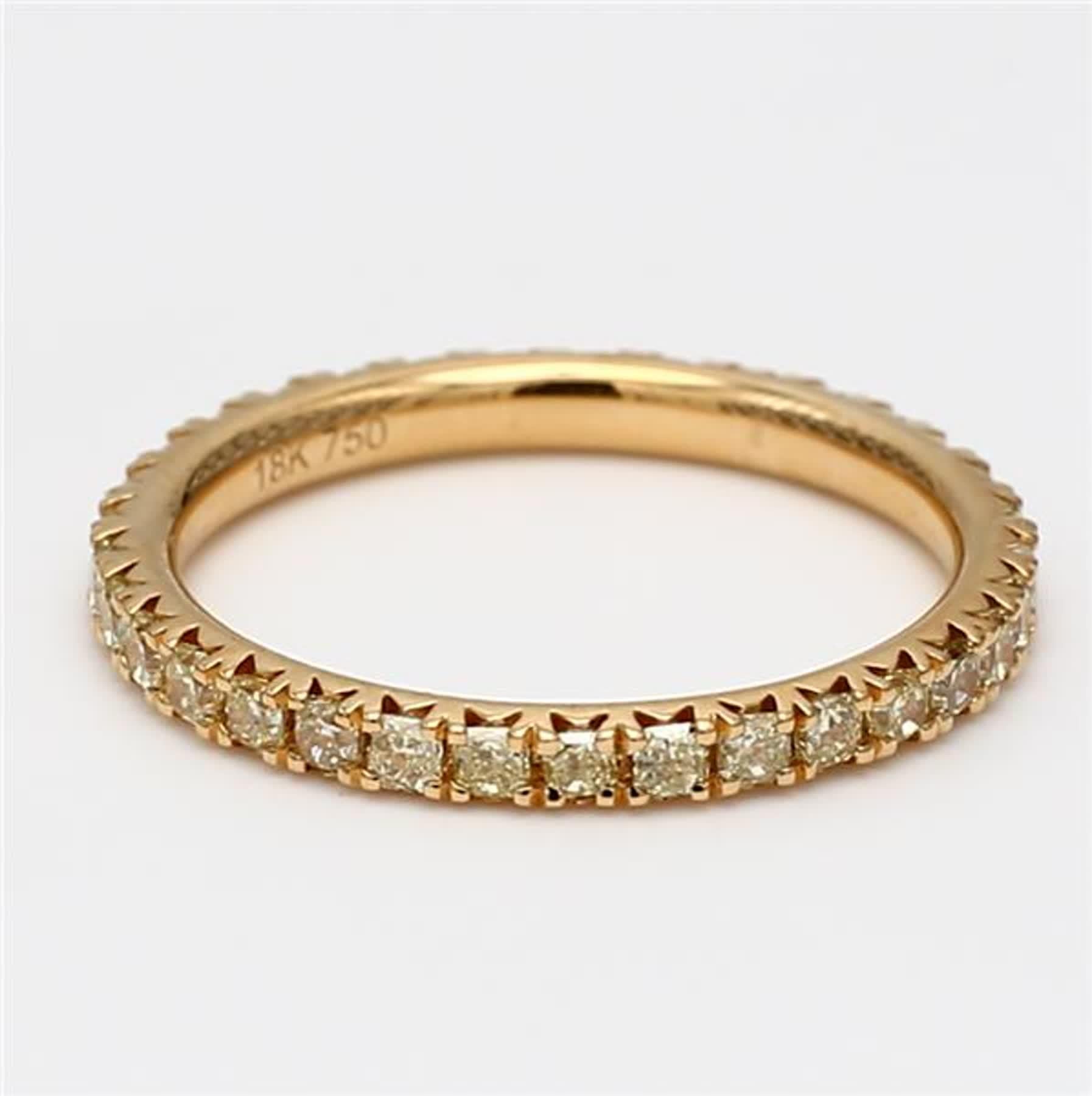 Radiant Cut Natural Yellow Radiant Diamond .96 Carat TW Yellow Gold Eternity Band For Sale