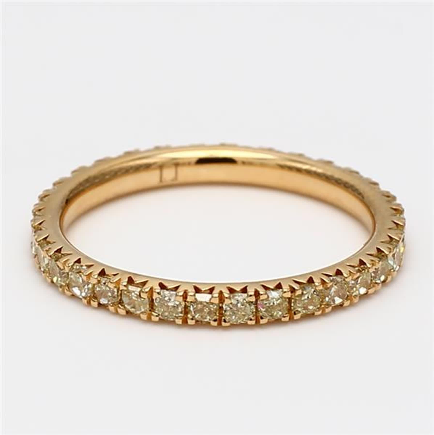 Natural Yellow Radiant Diamond .96 Carat TW Yellow Gold Eternity Band For Sale 1