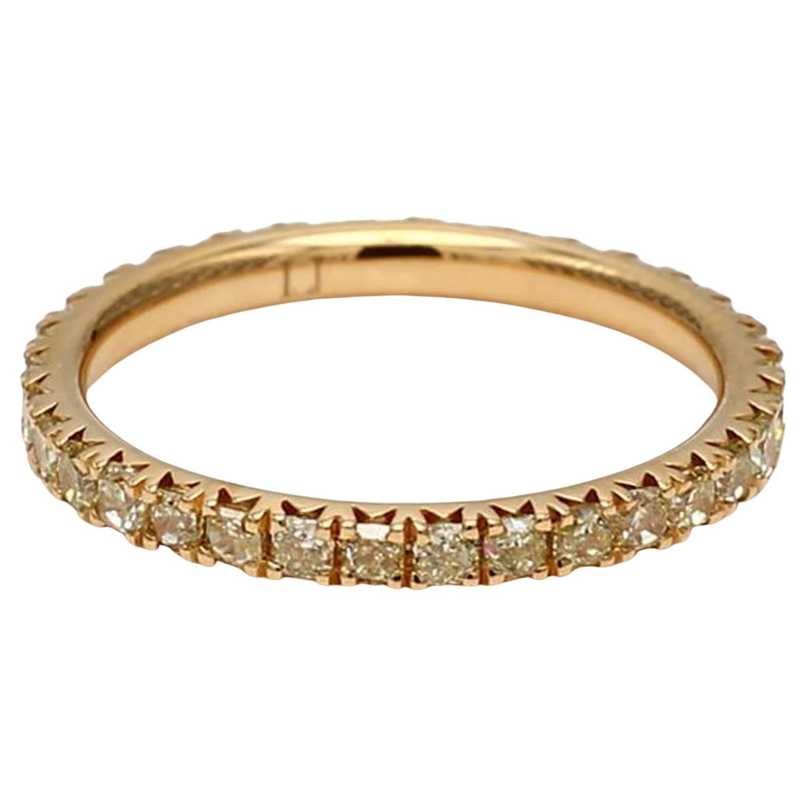 Natural Yellow Radiant Diamond .96 Carat TW Yellow Gold Eternity Band For Sale