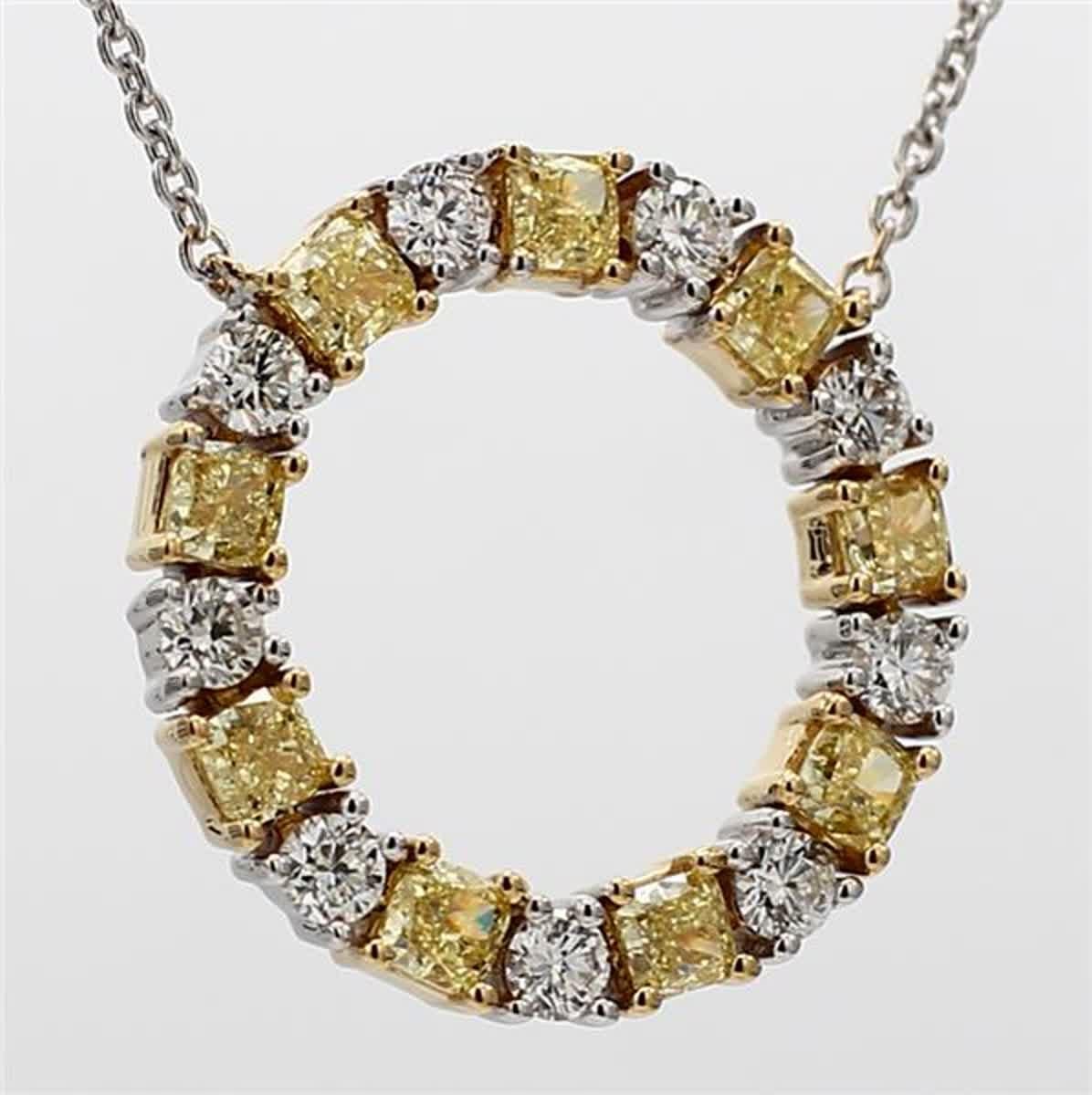 Natürlicher gelber strahlender und weißer Diamant 1,47 Karat TW Gold Kreis-Anhänger im Angebot 1