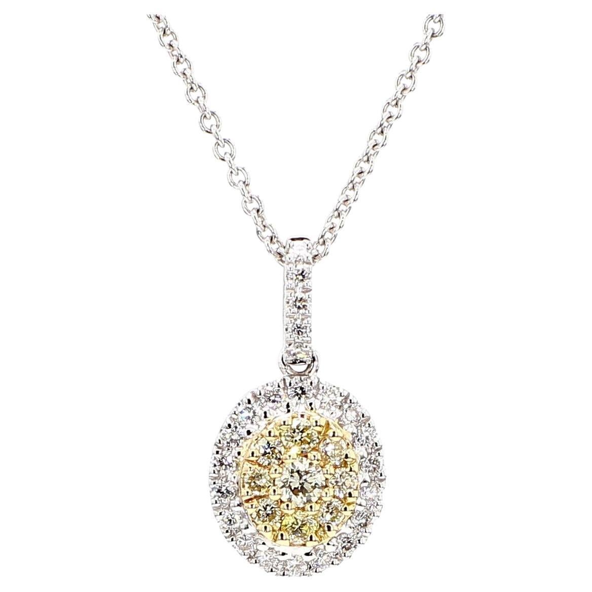 Pendentif en or jaune naturel avec diamants ronds et blancs de 0.32 carat poids total