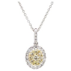 Pendentif en or jaune naturel avec diamants ronds et blancs de 0.32 carat poids total