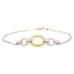 Natural Yellow Round and White Diamond 0.43 Carat TW Gold Tennis Bracelet
