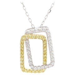 Natural Yellow Round and White Diamond 0.66 Carat TW Gold Drop Pendant