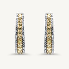 Boucles d'oreilles pendantes en or ornées de diamants blancs et ronds de couleur naturelle jaune 1,06 carat TW