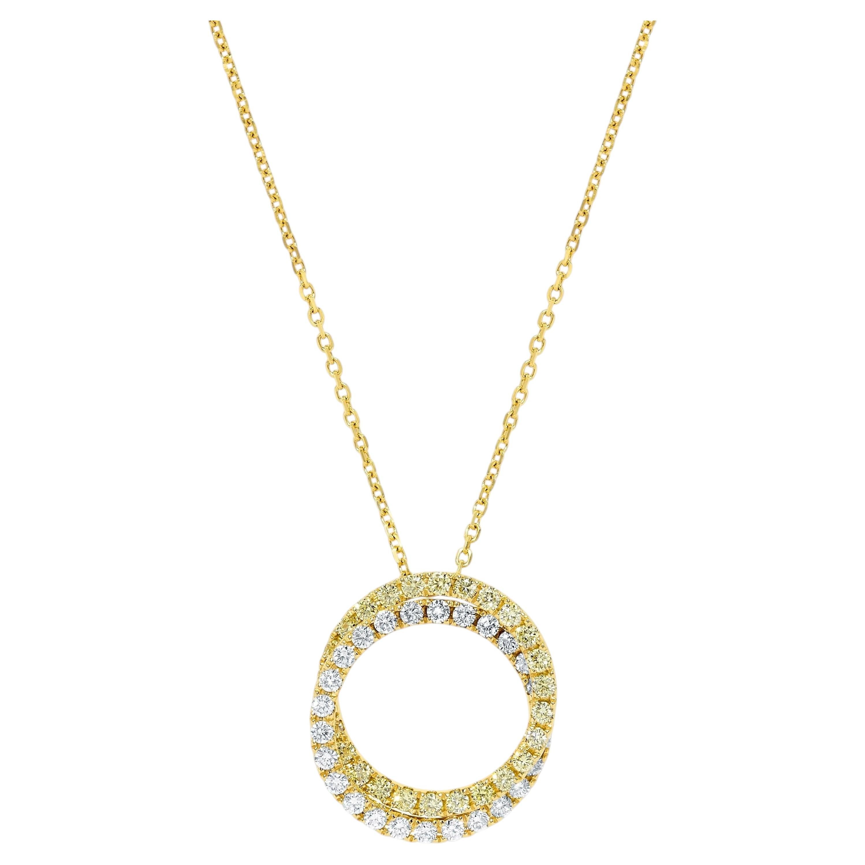 Ciondolo a goccia in oro giallo naturale con diamante bianco e rotondo da 1.20 carati TW